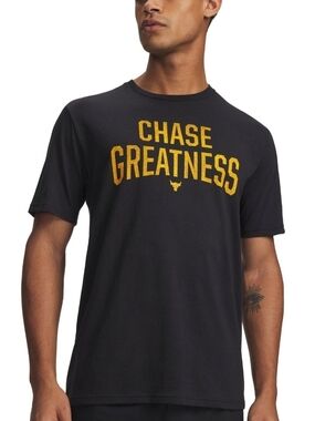 Under Armour Black Short Sleeve Tee with Yellow 'Chase Greatness' Graphic